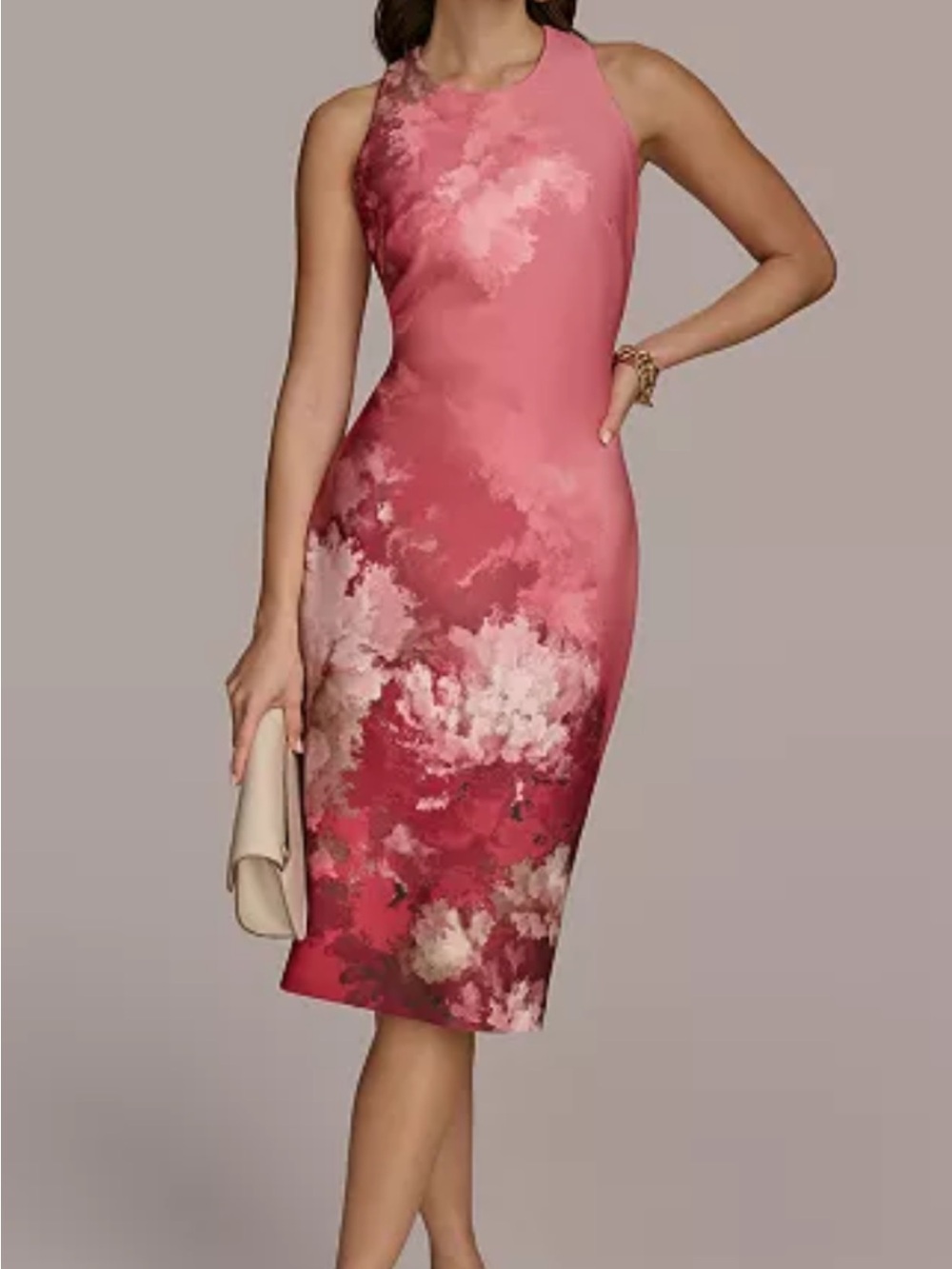 Donna Karan Rose-Pink Floral Midi Sheath Dress                Originally $169
